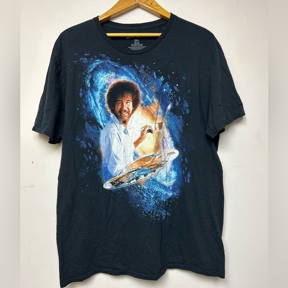 VINTAGE BOB ROSS Graphic T-Shirt PAINT FACE ART PRINTED SHIRT BLACK SIZE XL - Picture 2 of 8